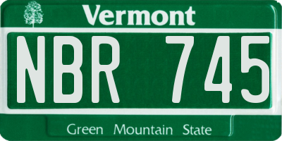 VT license plate NBR745