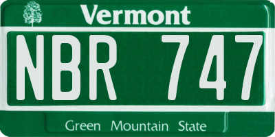 VT license plate NBR747