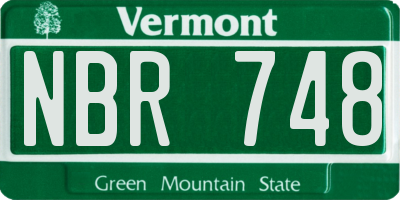 VT license plate NBR748