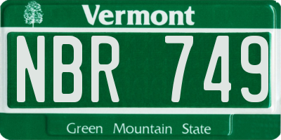 VT license plate NBR749