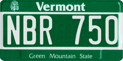VT license plate NBR750