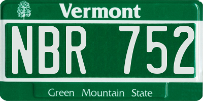 VT license plate NBR752