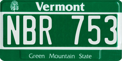 VT license plate NBR753