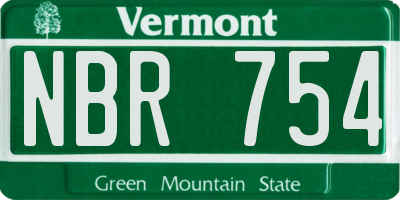 VT license plate NBR754