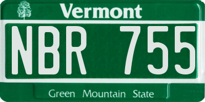 VT license plate NBR755