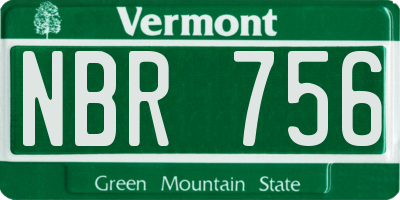 VT license plate NBR756