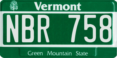 VT license plate NBR758