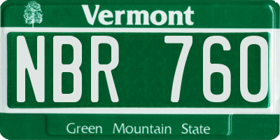VT license plate NBR760