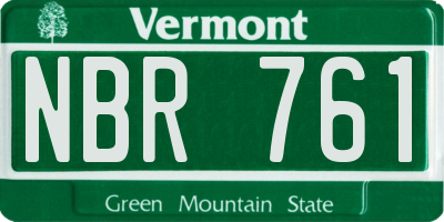 VT license plate NBR761