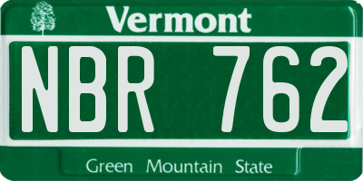 VT license plate NBR762
