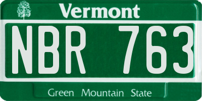 VT license plate NBR763