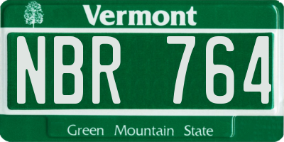 VT license plate NBR764