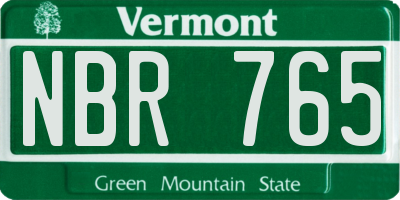 VT license plate NBR765