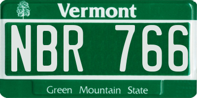 VT license plate NBR766