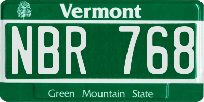 VT license plate NBR768
