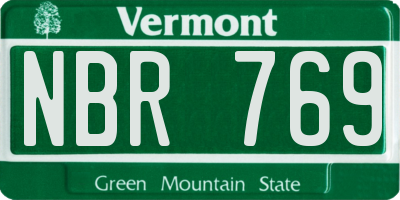 VT license plate NBR769