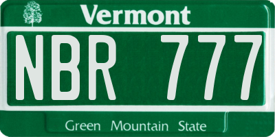 VT license plate NBR777