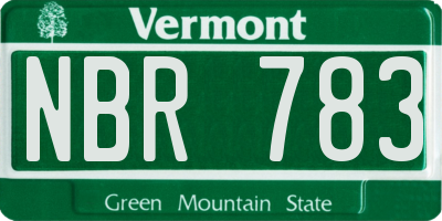 VT license plate NBR783