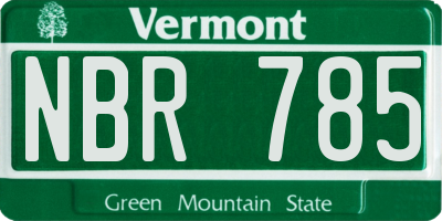 VT license plate NBR785
