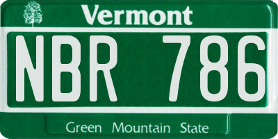 VT license plate NBR786