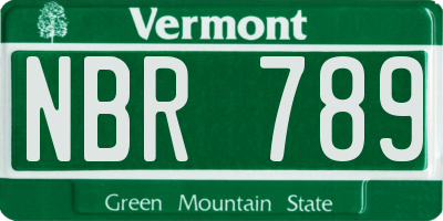 VT license plate NBR789