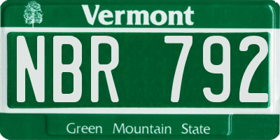 VT license plate NBR792