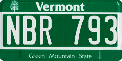 VT license plate NBR793