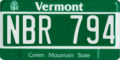 VT license plate NBR794