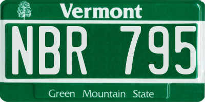 VT license plate NBR795