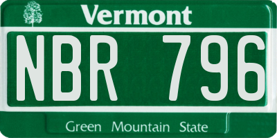 VT license plate NBR796