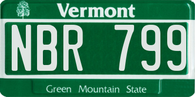 VT license plate NBR799
