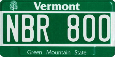 VT license plate NBR800