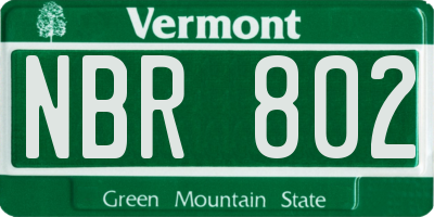 VT license plate NBR802