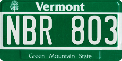 VT license plate NBR803