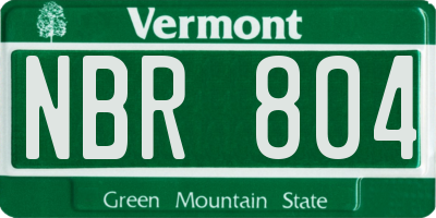VT license plate NBR804