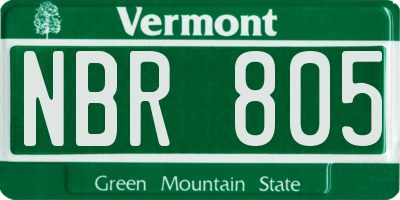 VT license plate NBR805