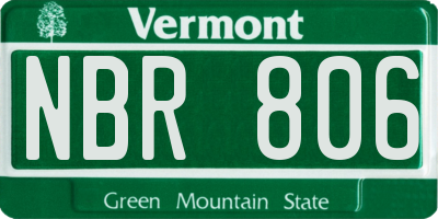 VT license plate NBR806