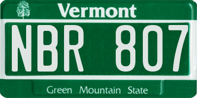 VT license plate NBR807