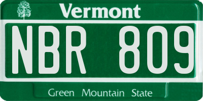VT license plate NBR809