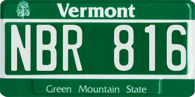 VT license plate NBR816