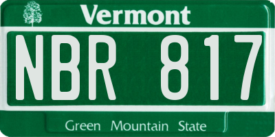 VT license plate NBR817