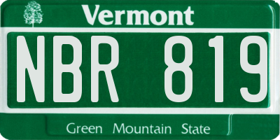 VT license plate NBR819