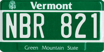 VT license plate NBR821