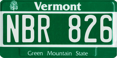 VT license plate NBR826