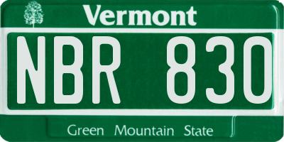 VT license plate NBR830
