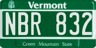 VT license plate NBR832