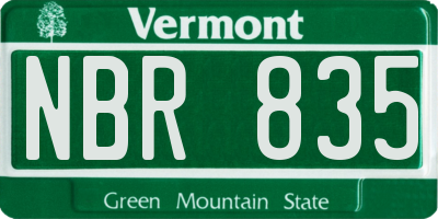 VT license plate NBR835