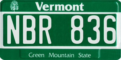 VT license plate NBR836
