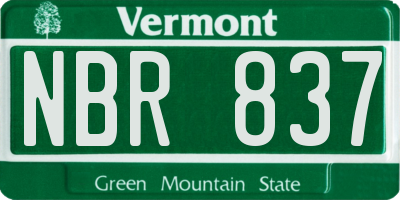 VT license plate NBR837