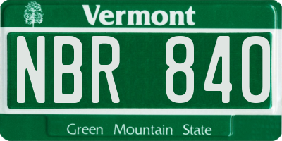 VT license plate NBR840